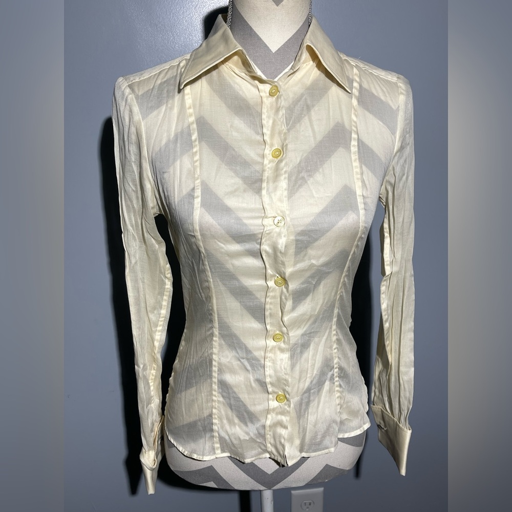 Burberry Cream Transparent Button-Down Women's Blouse